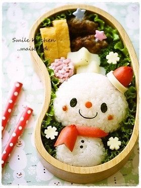 Cute snowman bento