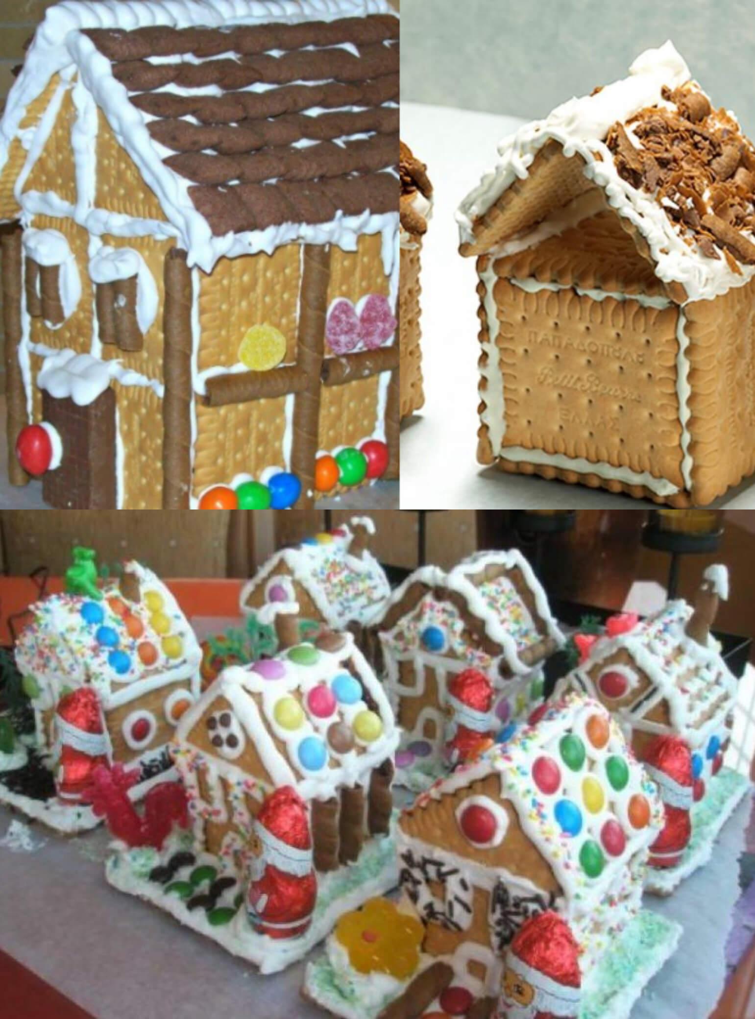 Μπισκοτένια Χριστουγεννιάτικα σπιτάκια από πτι μπερ