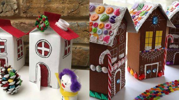 Φτιάξτε  πανεύκολο Χριστουγεννιάτικο Χωριο από κουτιά δημητριακών και τρέλανε τα παιδια! DIY