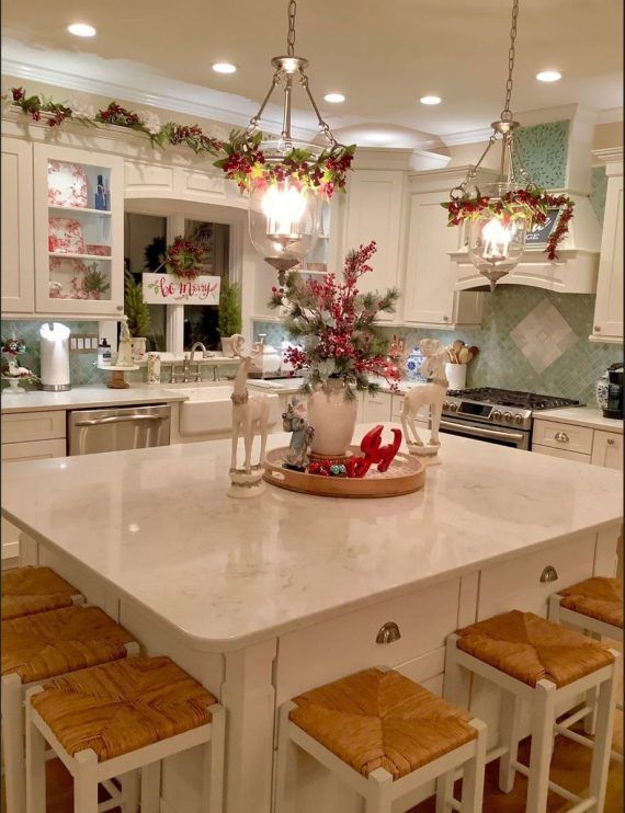  Χριστουγεννιάτικη-διακόσμηση-κουζίνα-πάγκος-με-φώτα-