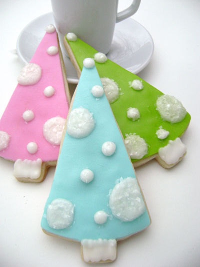 Retro Christmas Tree Sugar Cookies Pink by pfconfections on Etsy, $18.00