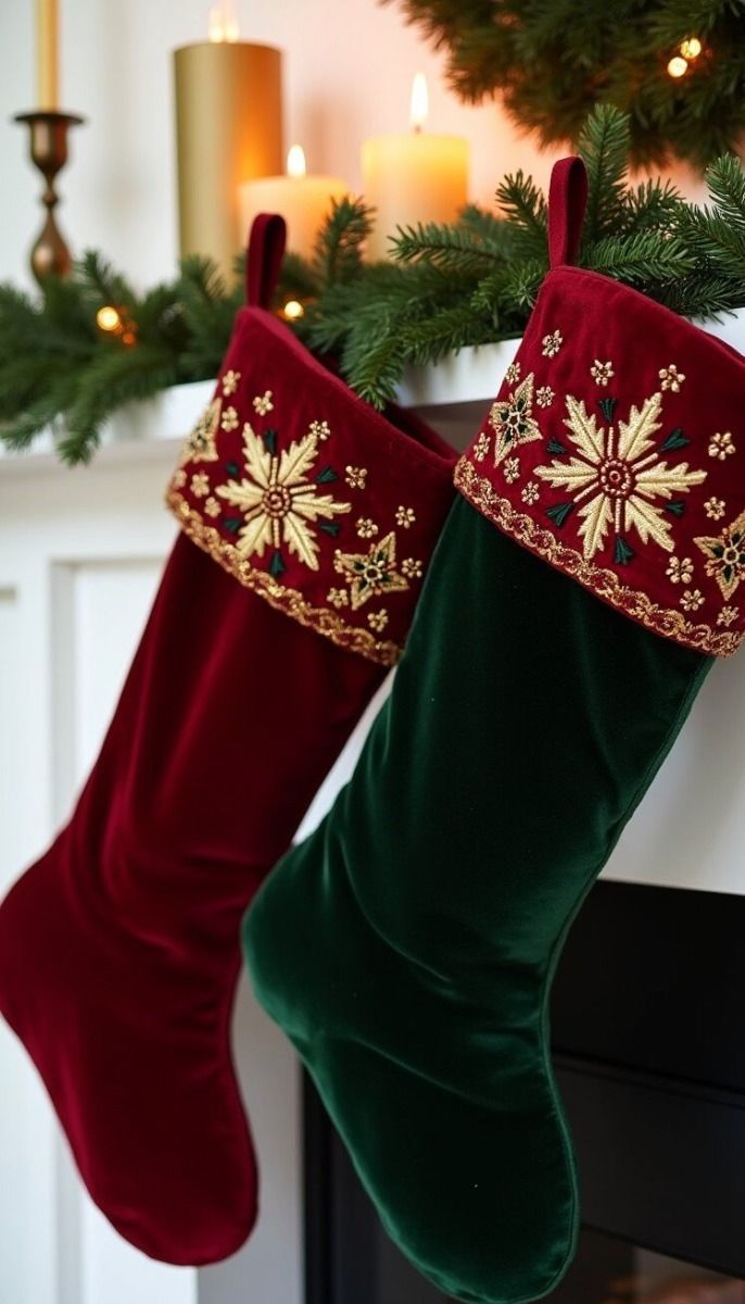 κάλτσες-στο-τζάκι-με-κόκκινο-πράσινο- κάλτσες-στο-τζάκι-με-κόκκινο-πράσινο-