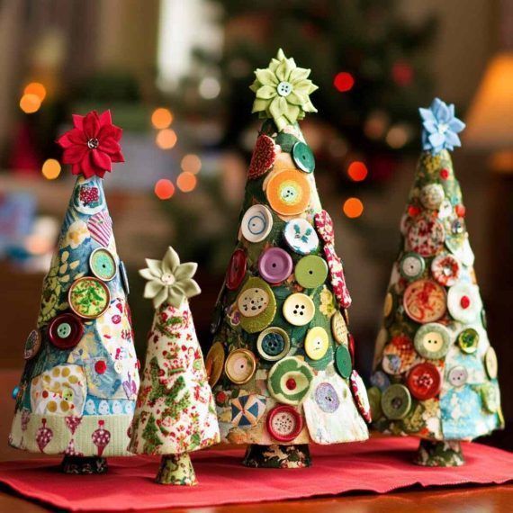 δεντράκια-από-κουμπιά- δεντράκια-από-κουμπιά-