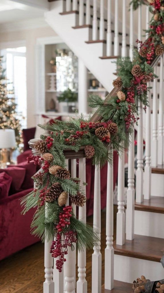 50 Προτάσεις για διακόσμηση Χριστουγεννιάτικης σκάλας