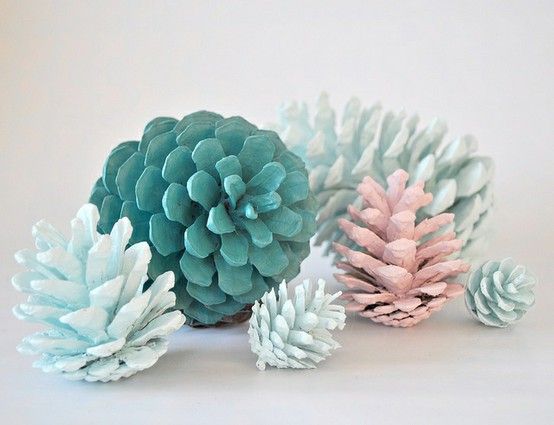 spray paint pine cones for basket?