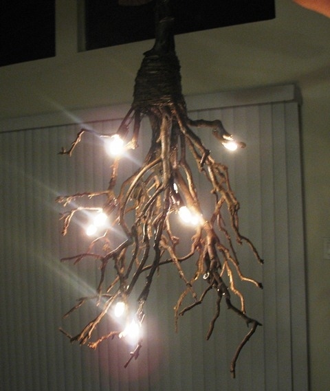 Use twigs to make this rustic chandelier.