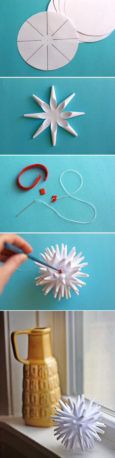 Modern Paper Porcupine Ornament