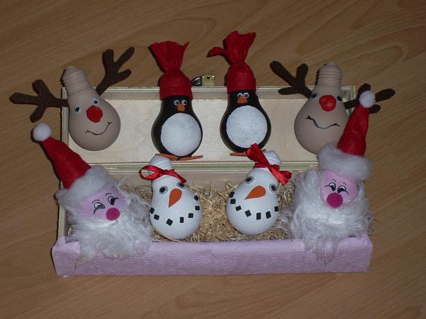 homemade-christmas-ornaments-light-bulbs-snowman-penguins-santa-rudolf