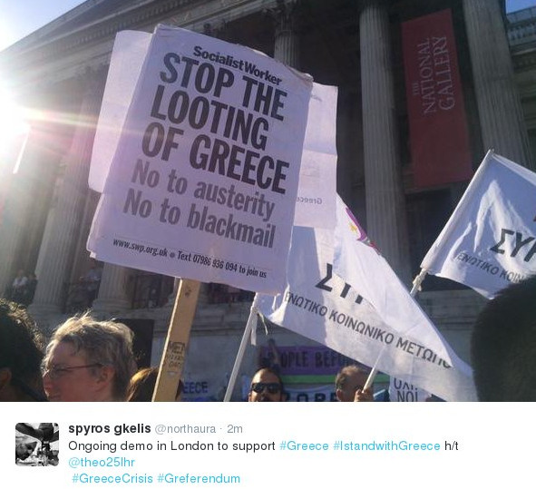 Διαδήλωση υπέρ του όχι στο Σύνταγμα - Συλλαλητήριο συμπαράστασης και στο Λονδίνο φωτογραφίες και video