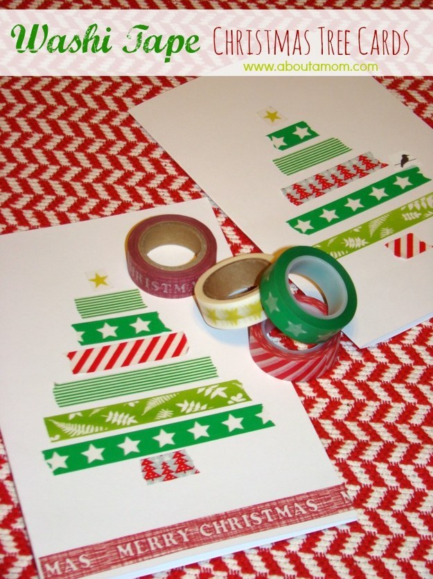 χειροποίητες Χριστουγεννιάτικες κάρτες με σελοτέιπ