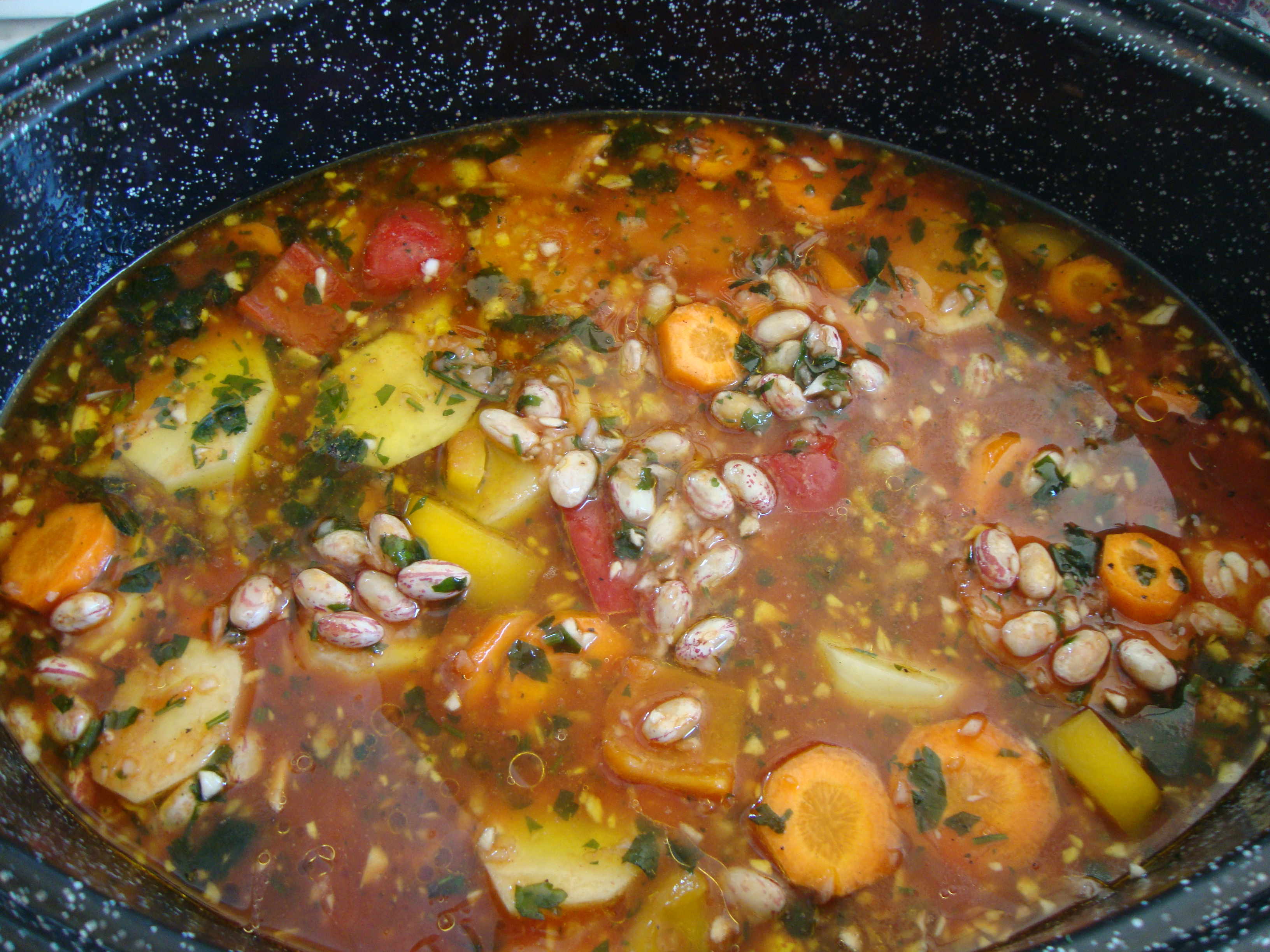 Φασόλια χάντρες στη γάστρα