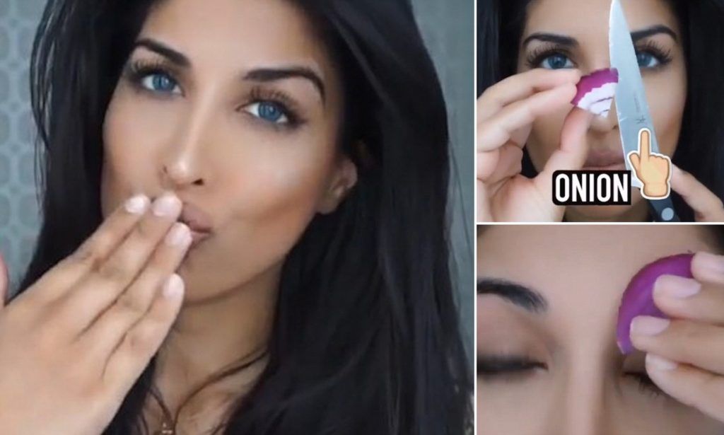 Τρίβει ένα κρεμμύδι στα φρύδια της.Ο λόγος θα σας αφήσει με το στόμα ανοιχτό!