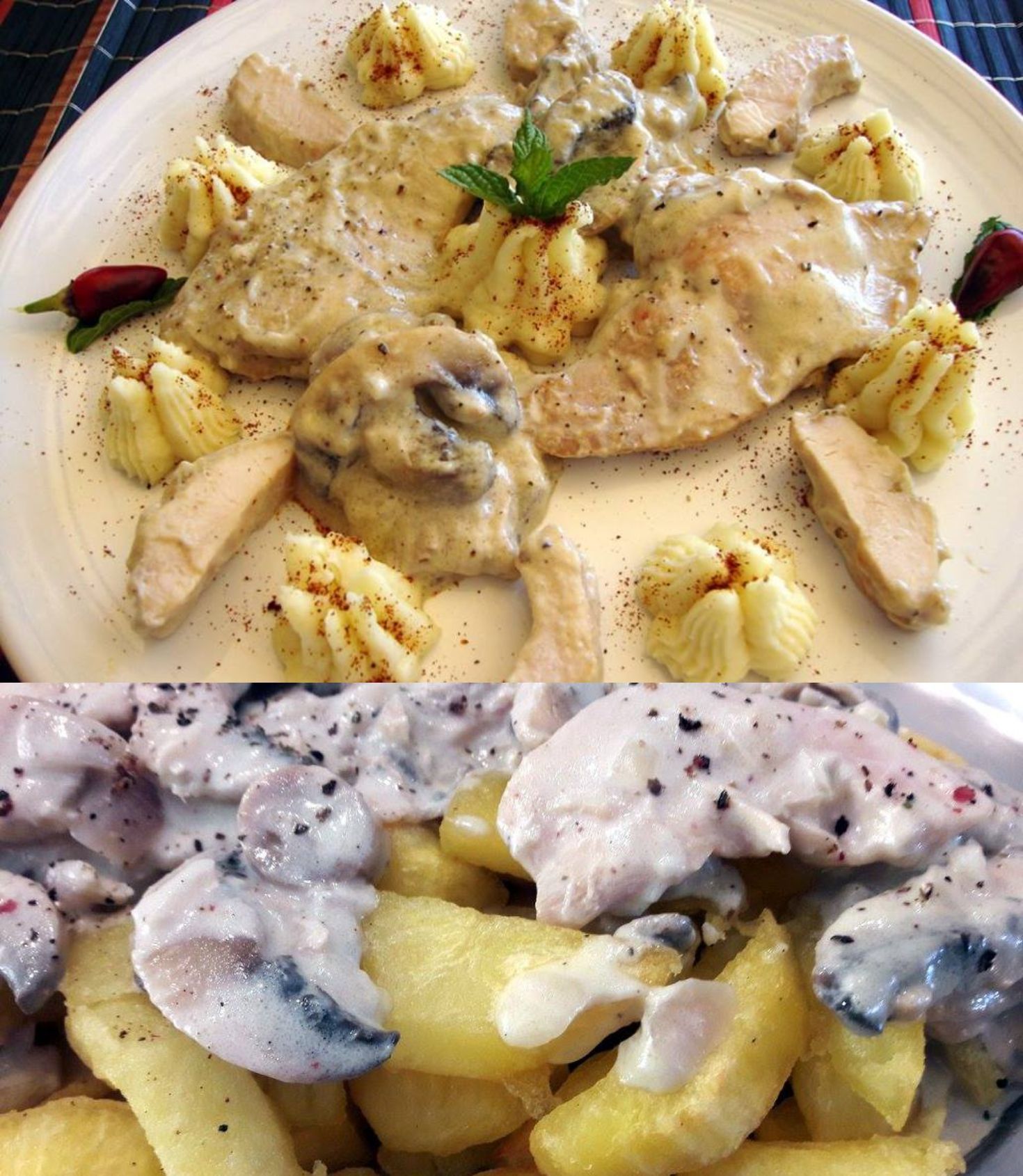 Φιλετάκια κοτόπουλο με 3 τυριά και μανιτάρια