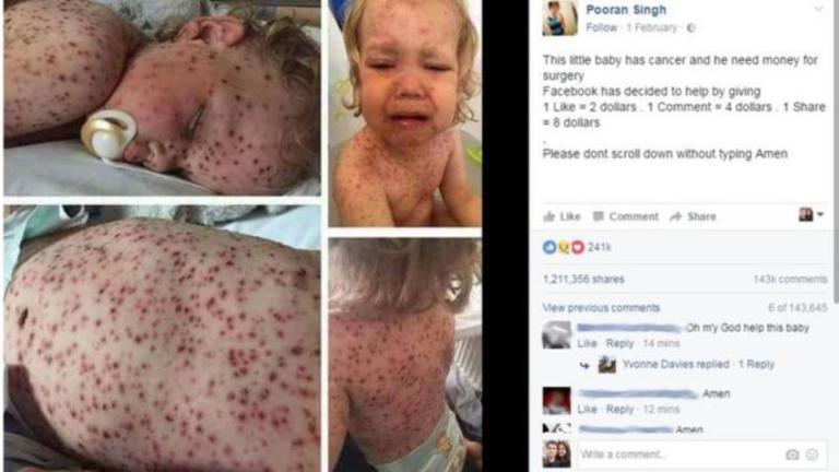 Χρησιμοποιούσαν παιδί με ανεμοβλογιά ως καρκινοπαθή για να μαζέψουν like στο Facebook