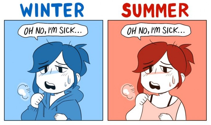 ΠΩΣ είναι να είσαι άρρωστος το Καλοκαίρι και ΠΩΣ το Χειμώνα μέσα από 5 χιουμοριστικά σκίτσα!