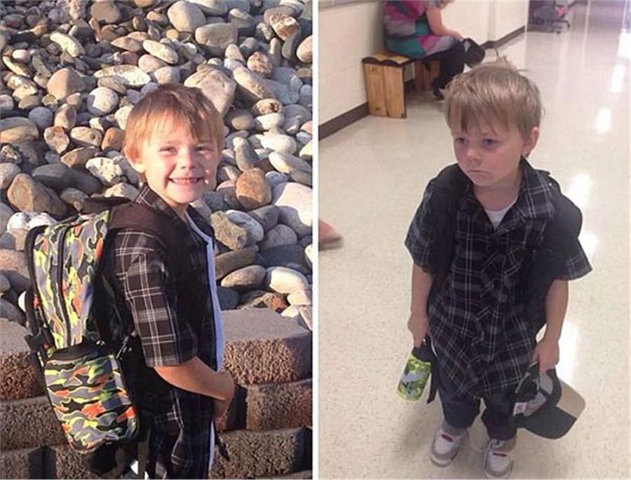 Αστείες φωτογραφίες: Παιδιά πριν και μετά την πρώτη μέρα στο σχολείο!
