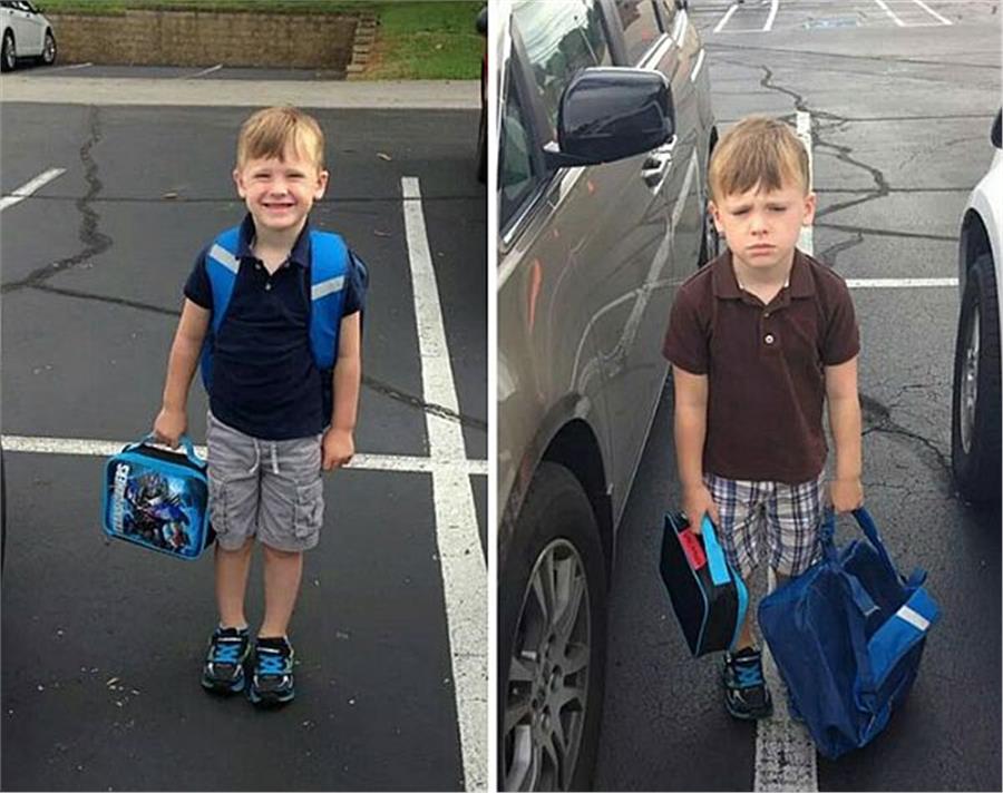 Αστείες φωτογραφίες: Παιδιά πριν και μετά την πρώτη μέρα στο σχολείο!