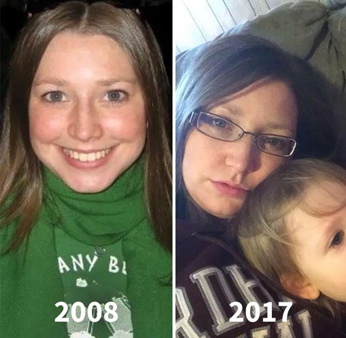 Φωτογραφίες γονιών πριν και μετά την απόκτηση παιδιών.. Η διαφορά είναι εμφανής...