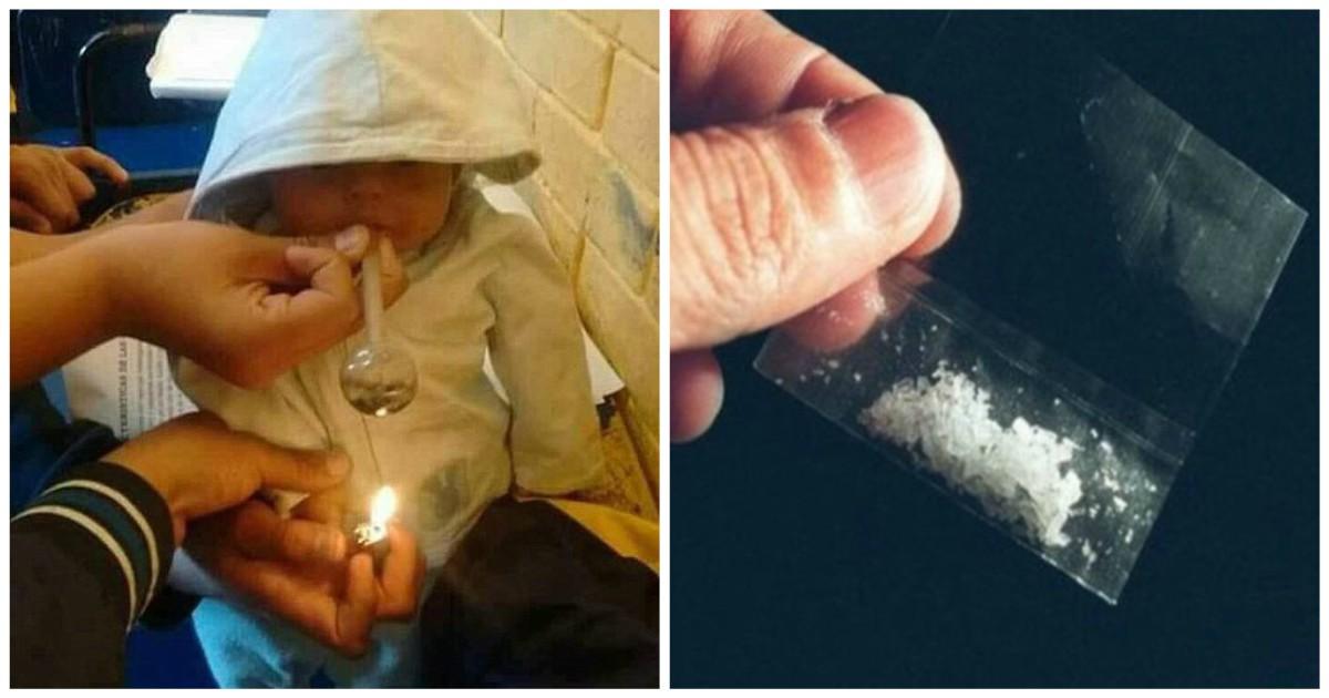 Η φωτογραφία που δείχνει ένα μωρό να αναγκάζεται να καπνίσει μία πίπα με ναρκωτικό έχει προκαλέσει την οργή του διαδικτύου
