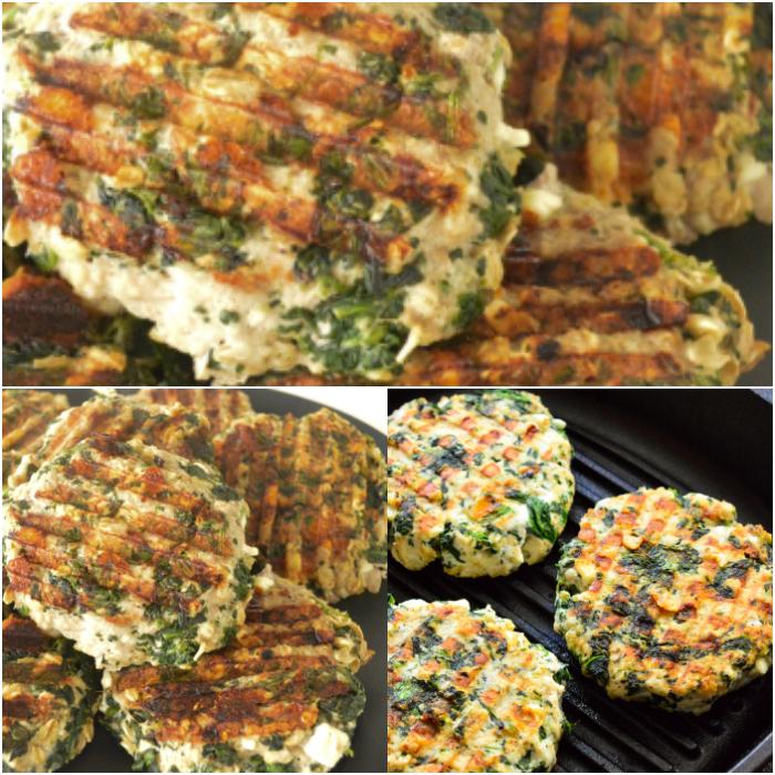 Λαχταριστά μπιφτέκια κοτόπουλο με σπανάκι