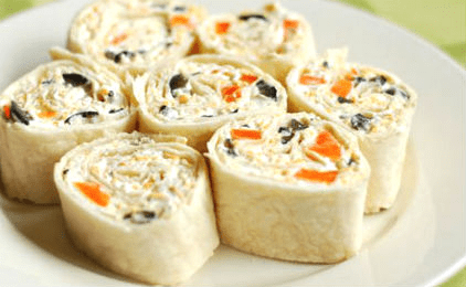 Ρολάκια αραβικής  με τυρί κρέμα και πιπεριά για το μπουφέ σας