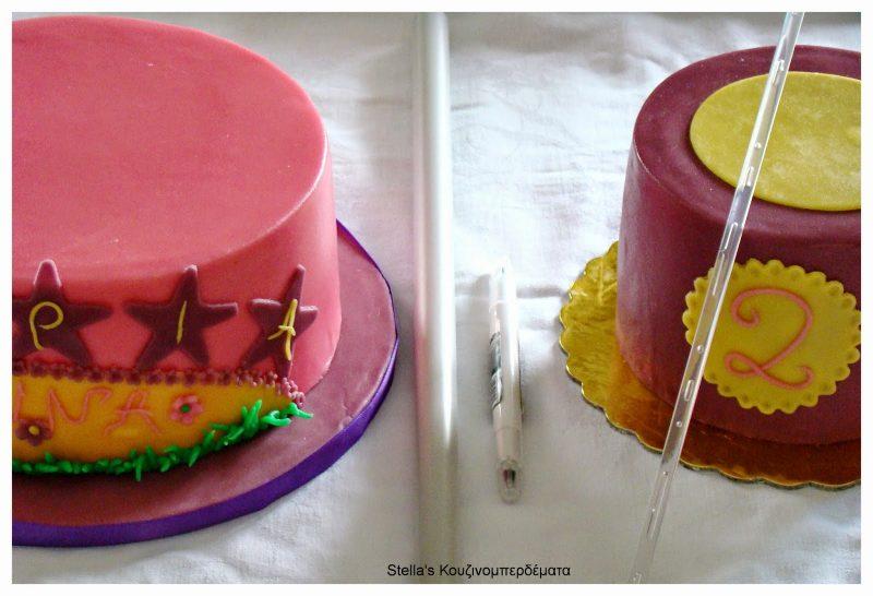 Πώς να στήσετε μια Διώροφη Τούρτα από Ζαχαρόπαστα-How to Stack a Two Tier Fondant Cake