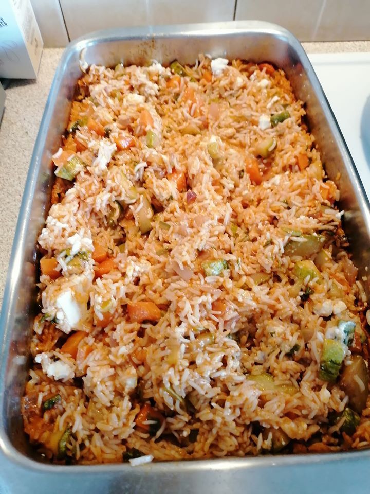 ρυζι με λαχανικα και φετα στον φουρνο
