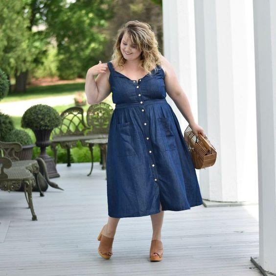 τζιν μάξι φόρεμα με κουμπιά