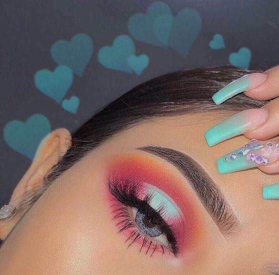 ροζ, πορτοκαλί, θαλασσί σκιά