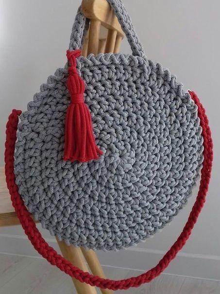 crocket γκρι και κόκκινη τσάντα