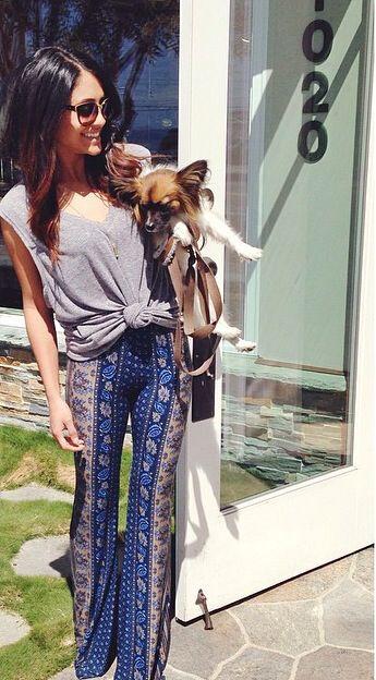 μπλε boho παντελόνα