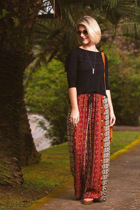 κόκκινη boho παντελόνα