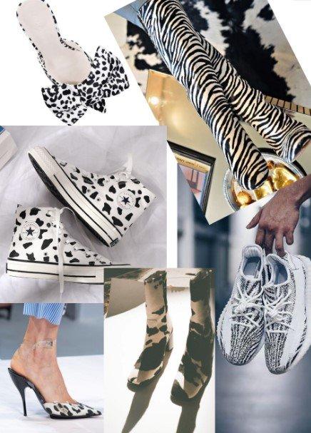 γυναικεία παπούτσια με ασπρόμαυρο animal print 
