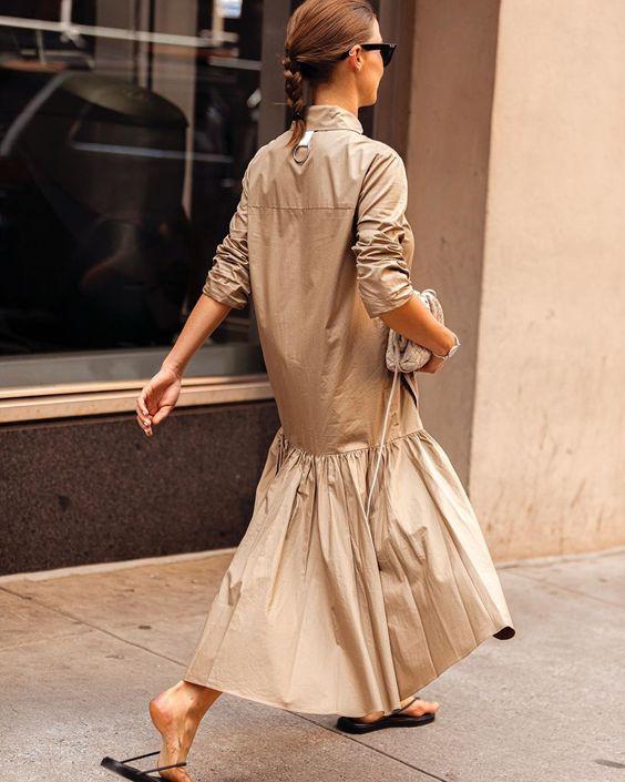 Satin kaftan dress σε μπεζ χρώμα 