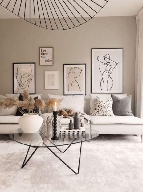 Οι τάσεις που θα κυριαρχήσουν στην διακόσμηση το 2021:  Neutrals και γκρι τοίχοι στο σαλόνι ιδέες  