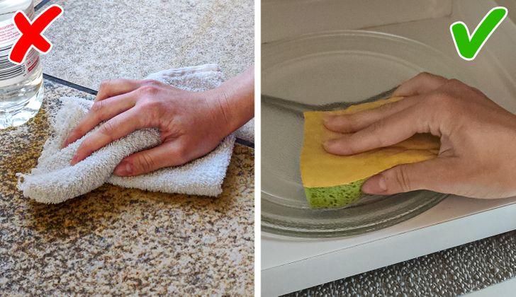 10 λάθη που καταστρέφουν την κουζίνα: καθαρίζουμε τις επιφάνειες με ξύδι 