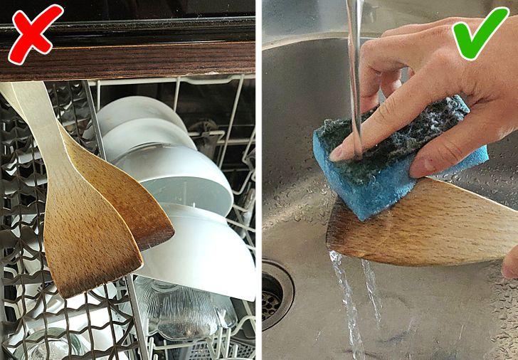 10 λάθη που καταστρέφουν την κουζίνα: πλένουμε ξύλινα σκεύη στο πλυντήριο πιάτων 