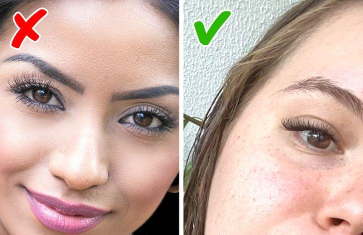 10 μικρά πράγματα που μπορούν να κάνουν κάθε γυναίκα να φαίνεται λίγο ακατάστατη: απεριποίητες ψεύτικες βλεφαρίδες 