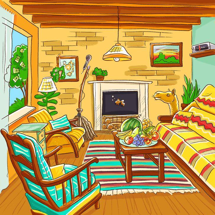 test παρατηρητικότητας εικόνα με σαλόνι σπιτιού 