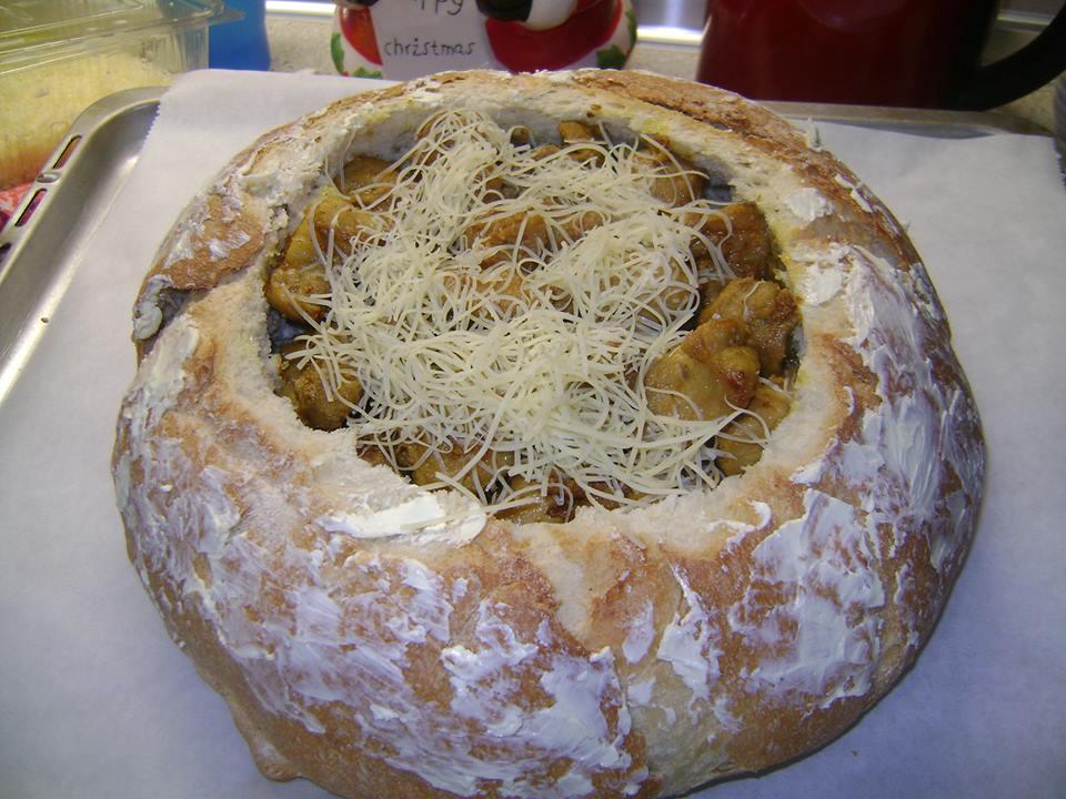 τηγανιά ψημένη σε καρβελάκι με τυριά συνταγή