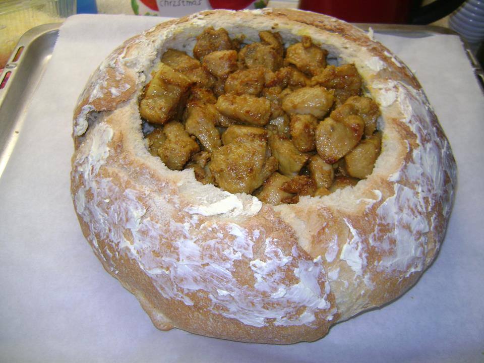 τηγανιά ψημένη σε καρβελάκι με τυριά συνταγή