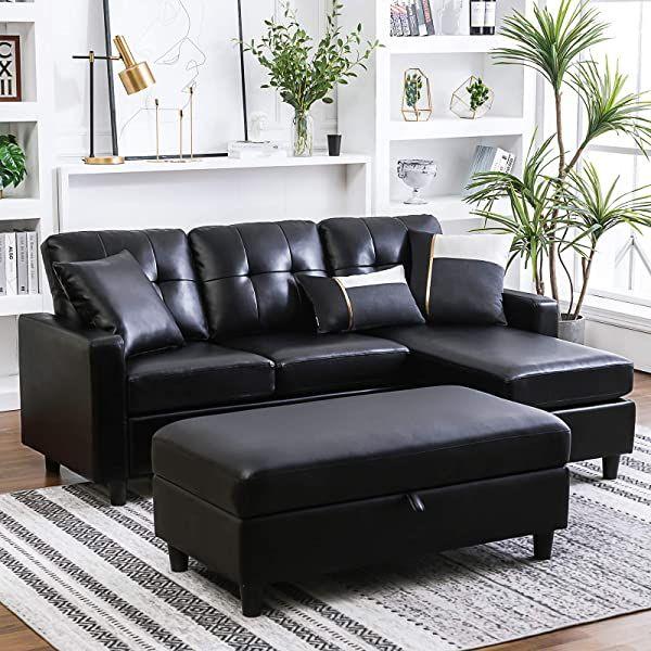 15 ιδέες με μαύρα έπιπλα στην διακόσμηση: μαύρος δερμάτινος καναπές και μαύρα δερμάτινα μαξιλάρια καναπέ 