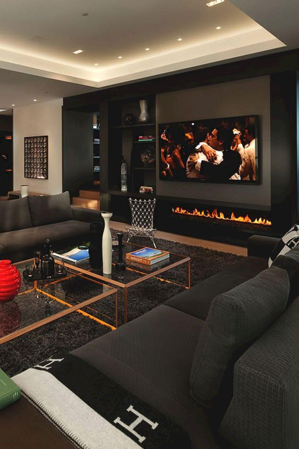 15 ιδέες με μαύρα έπιπλα στην διακόσμηση: μαύρο σύνθετο στο σαλόνι με γκρι καναπέδες 