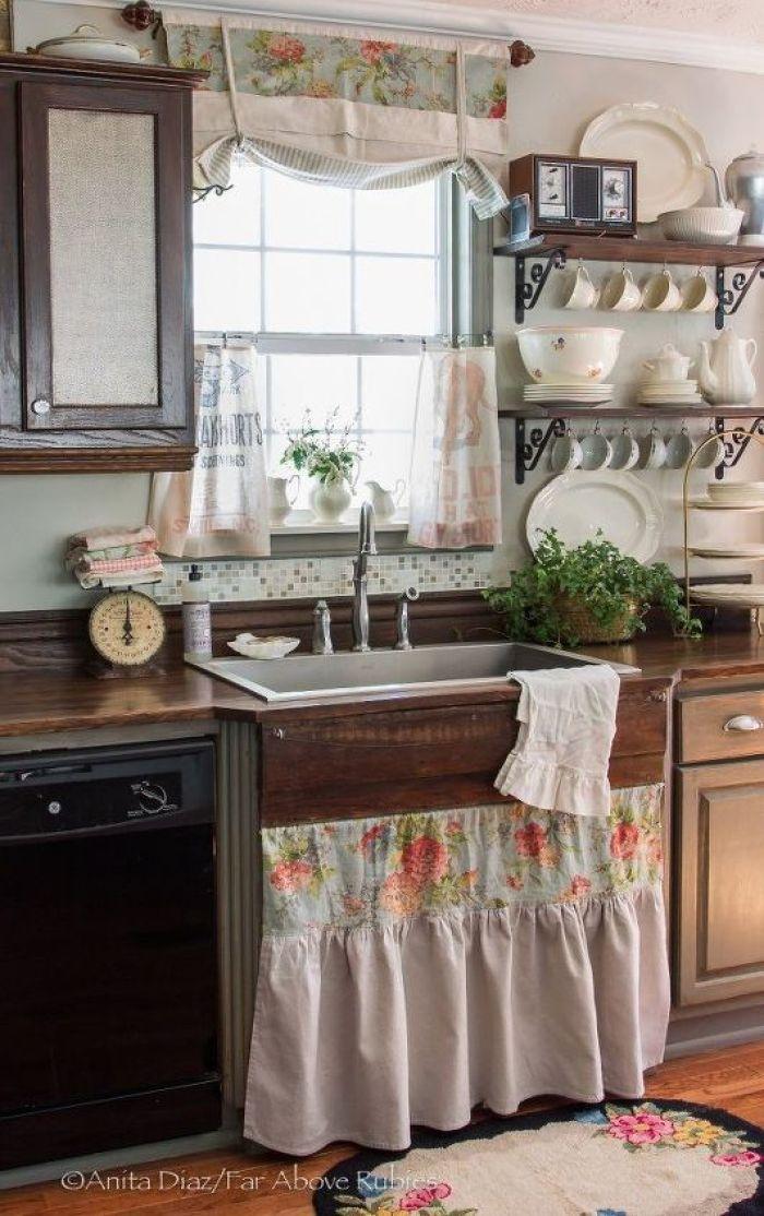 Vintage διακόσμηση στο σπίτι: vintage κουρτίνες στην κουζίνα 