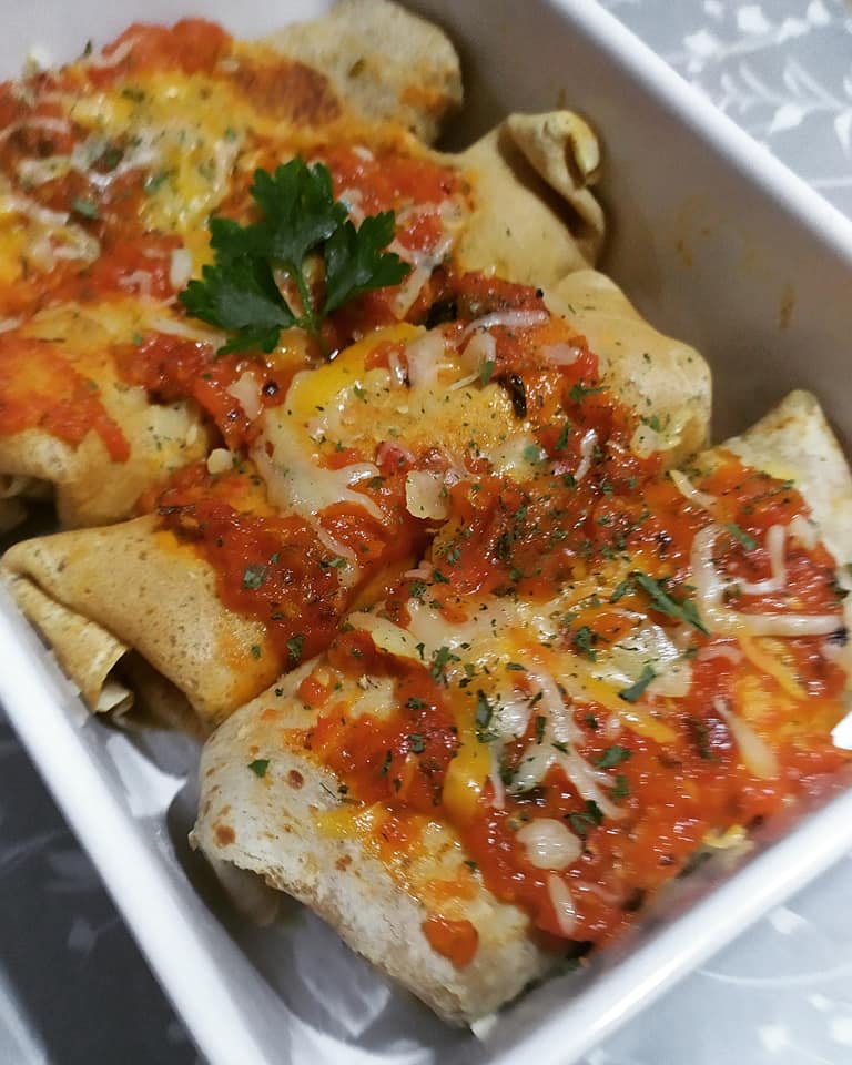 Κρέπες ολικής άλεσης στον φούρνο με γέμιση λαχανικών συνταγή