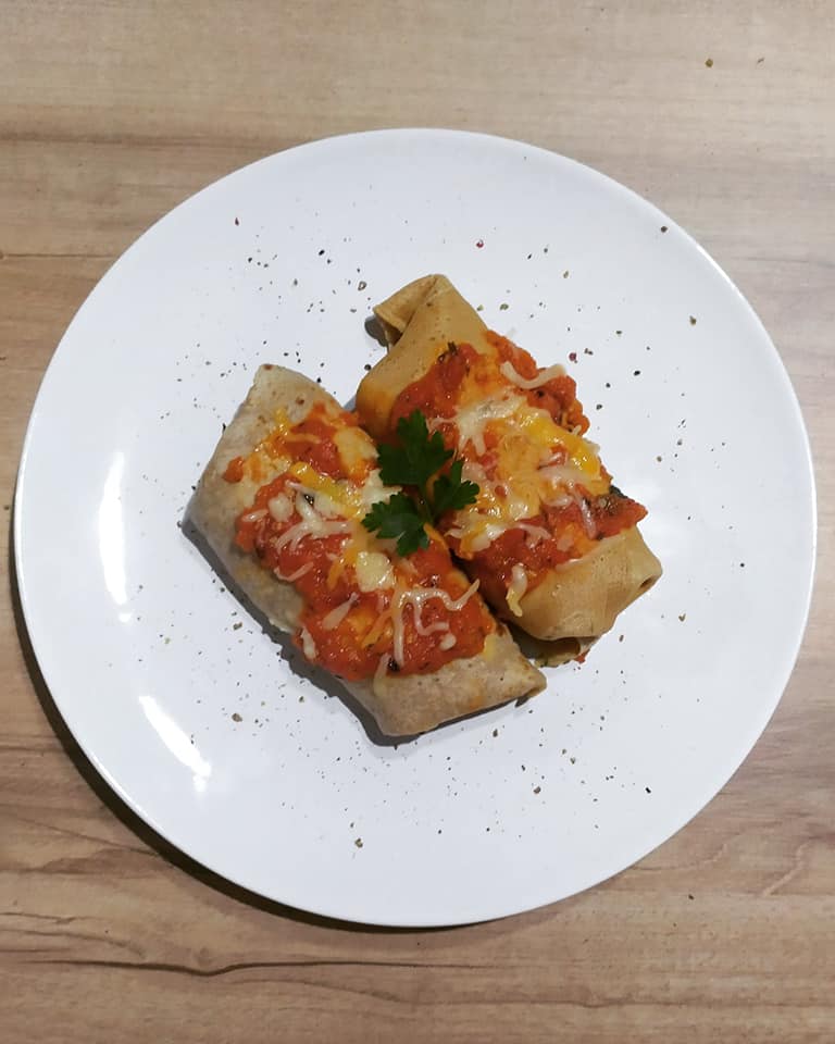 Κρέπες ολικής άλεσης στον φούρνο με γέμιση λαχανικών συνταγή