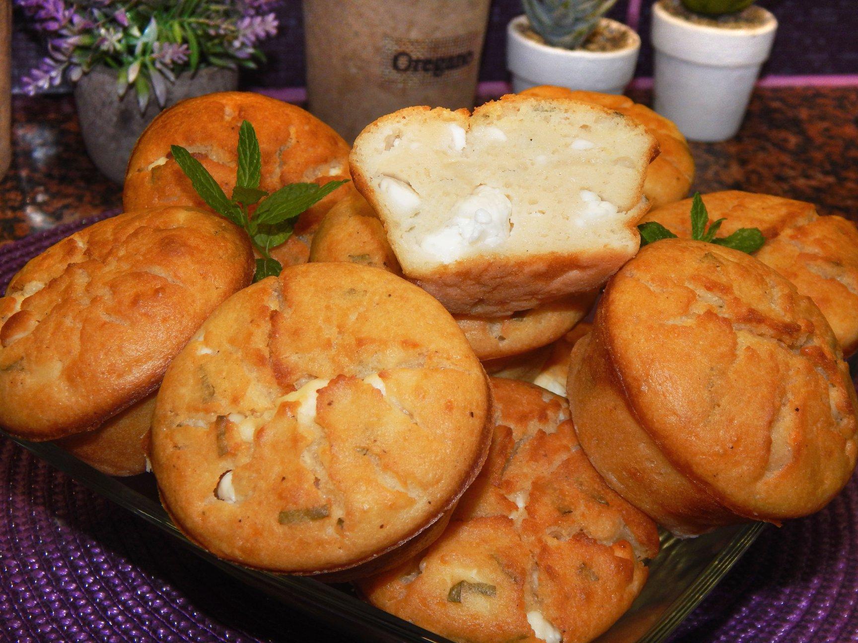 αλμυρά muffins με φέτα και δυόσμο συνταγή