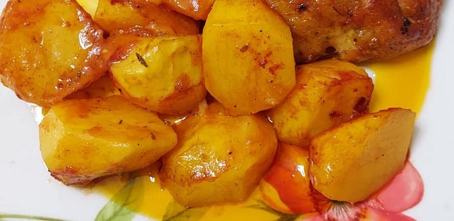Καραμελωμένες πατάτες φούρνου κοκκινιστές συνταγή