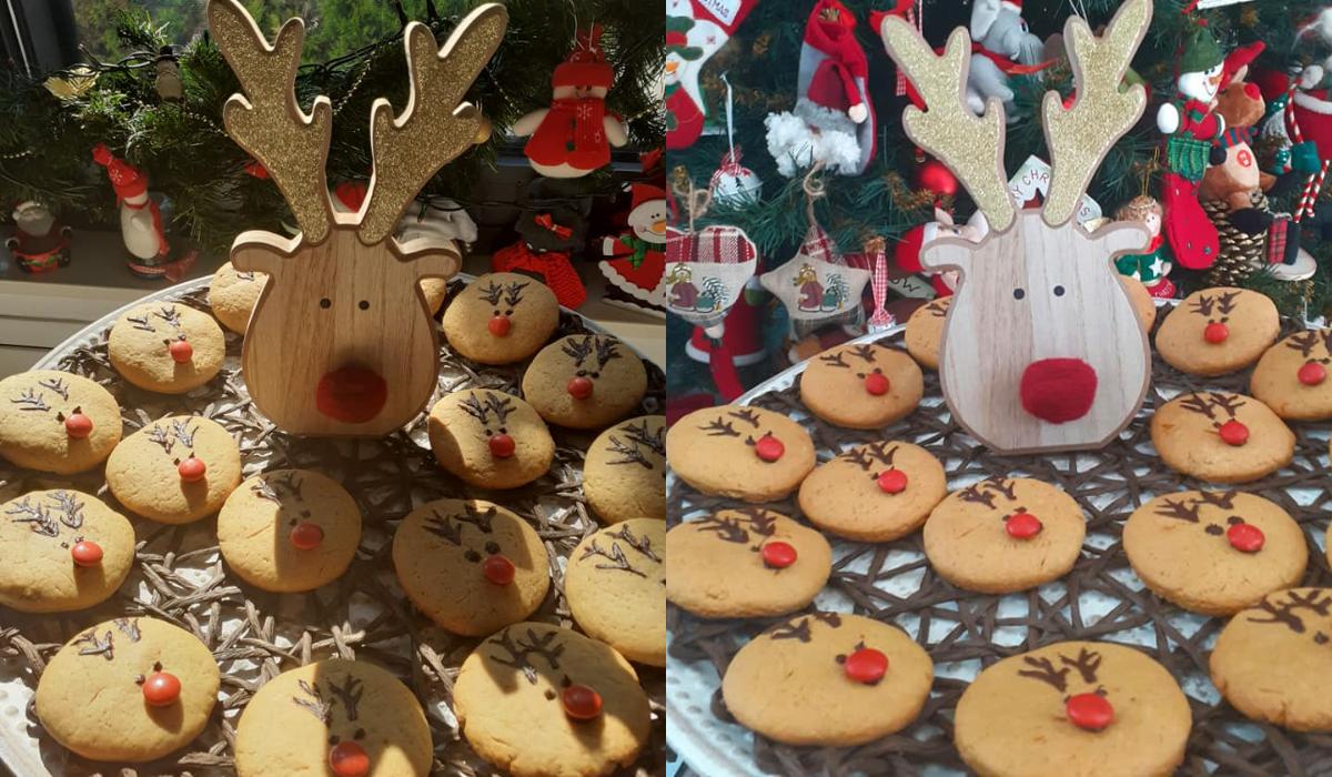 Χριστουγεννιάτικα μπισκότα με σχέδιο Ρούντολφ