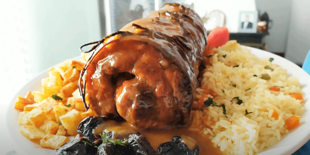 Γεμιστό μαριναρισμένο ρολό χοιρινό με σάλτσα συνταγή